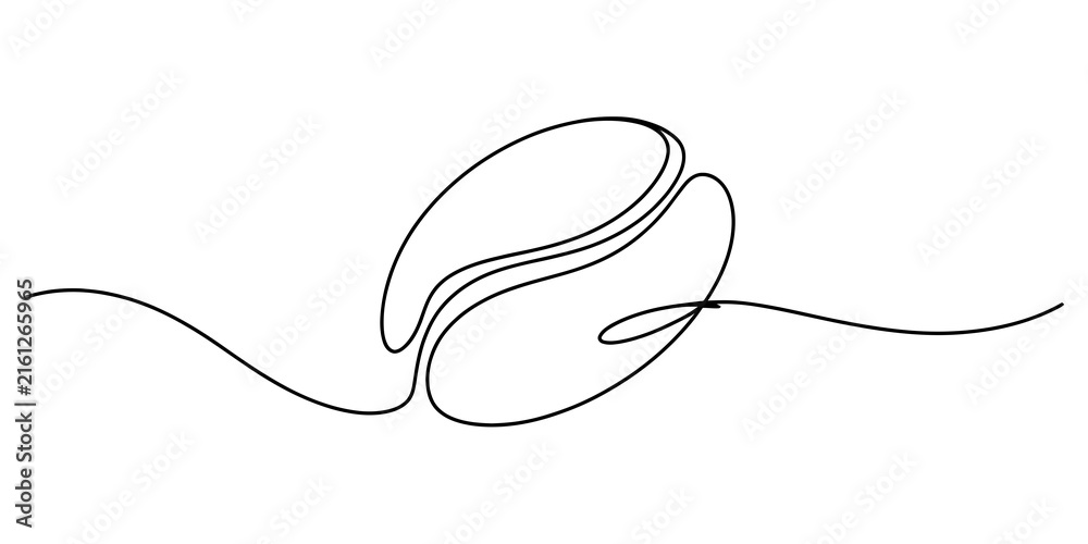 Obraz premium Single continuous line drawing of a roasted coffee bean icon for cafe design