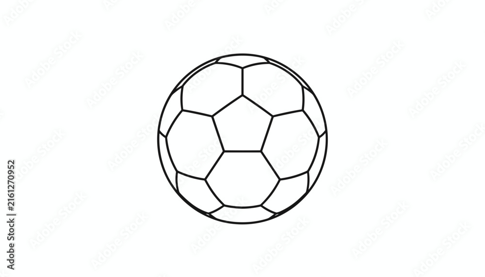 Fototapeta premium Soccer ball outline drawing on white background representing football sport tournament and active lifestyle.
