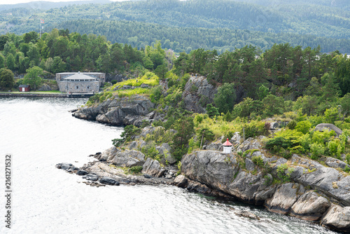 Bild auf Leinwand Festungsanlage an der engsten Stelle des Oslo-Fjords von der Fähre Kiel - Oslo a