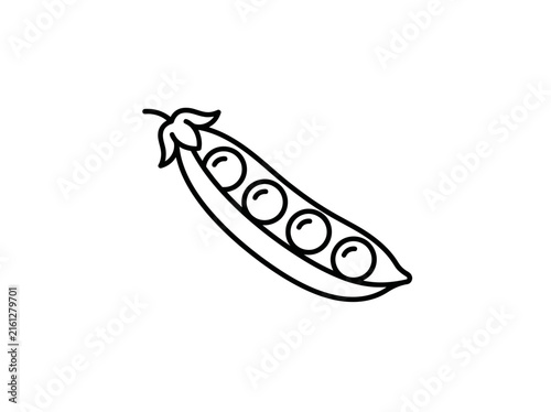 Pea pod with peas line art graphic.
