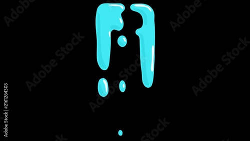 Vertical drip flow fx animation with transparent background