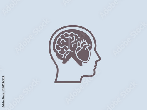Human profile icon showing brain and heart.