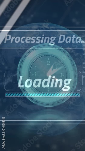 Animation of digital screen with data processing over eye of caucasian woman
