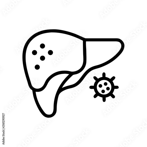 Liver with viral cells disease symbol medical icon illustration.