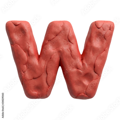 plasticine letter W - Capital 3d playdough font - suitable for modelling, stop-Motion Animation or sculpting related subjects
