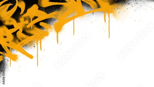 Cuadro en lienzo Yellow orange and black spray paint drips corner border clip art