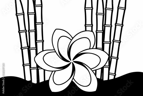 Hand-drawn minimalist African peni symbol isolated on bamboo fence background illustration