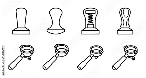 Foto Espresso Tamper and Portafilter Set, Coffee Making Tools, Barista Equipment Icon