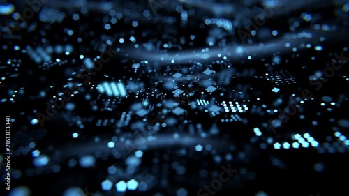 Grid plexus style background wave on the dark or black background 3d render animation