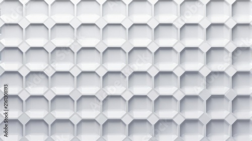 Abstract White Hexagonal Wall Texture Background
