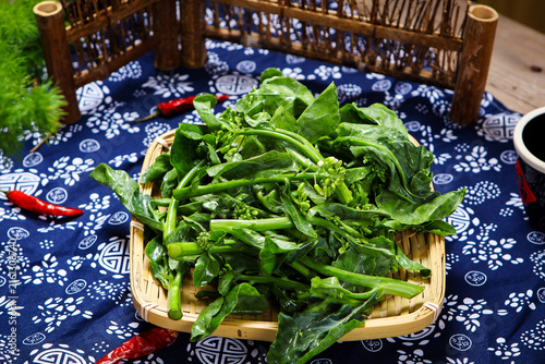 Konstfotografi Fresh flowering choy sum green vegetable
