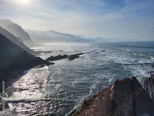 Quadro su tela Flysch redressées de Zumaia, commune du Guipuscoa, communauté autonome du Pays basque, Espagne