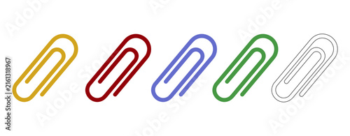 Bild auf Leinwand Colorful Paper Clip Collection in Gold Red Blue Green and Outline Styles for Off