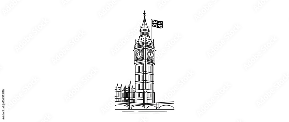 Obraz premium Big Ben illustration London landmark iconic clock tower
