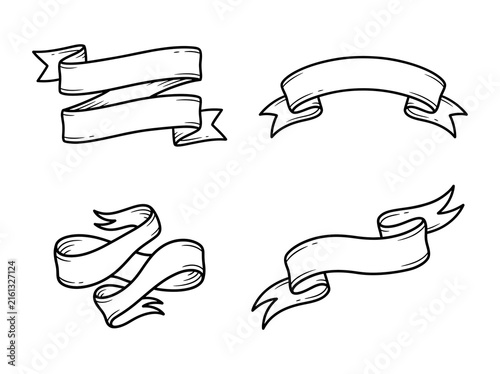 Professional Hand Drawn Ribbon Graphic Elements with Vintage Editorial Style