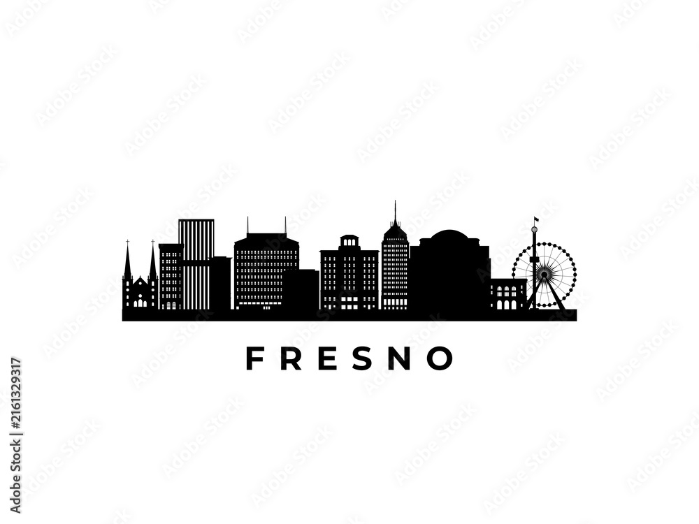 Fototapeta premium Vector Fresno skyline. Travel Fresno famous landmarks. Business and tourism concept for presentation, banner, web site.