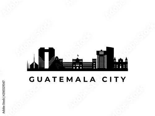 Vector Guatemala City skyline. Travel Guatemala City famous landmarks. Business and tourism concept for presentation, banner, web site.