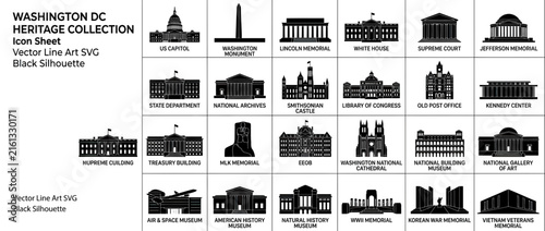 Bild auf Leinwand Washington DC Heritage Collection Icons Silhouette