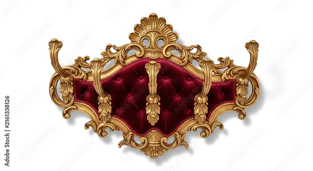 Fototapeta premium Ornate Gold Wall Mounted Coat Rack.
