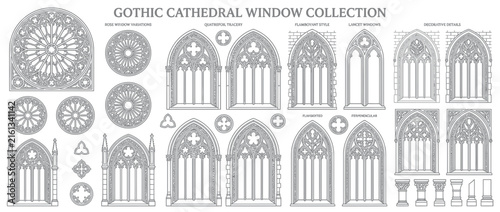 Gothic Cathedral Window Collection Vector Elements