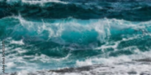 Printwaves on the surface of the blue sea