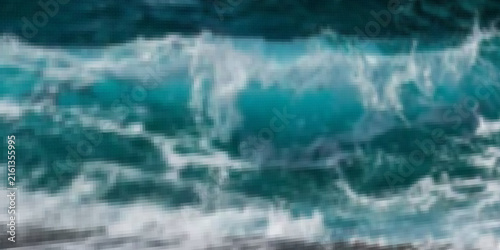 Printwaves on the surface of the blue sea