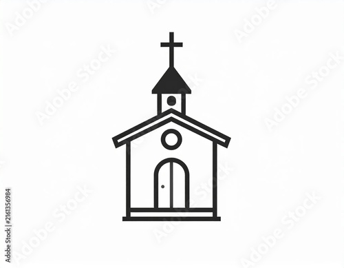 Minimalist black and white church icon vector illustration