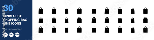 Shopping Bag Line Icons Set, Minimalist Design, E-Commerce Illustration, Vector Graphics, Retail Concept with Tote