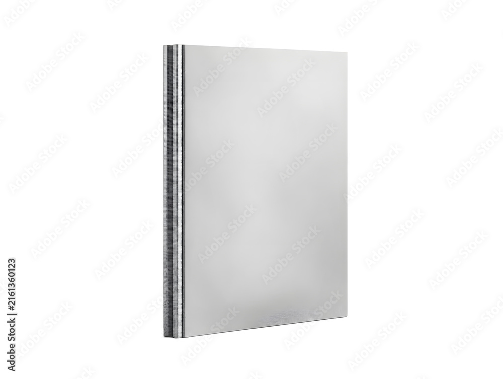 Fototapeta premium Silver metal book mockup, 3d render, isolated on transparent background