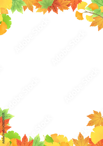 Hand-drawn Autumn Leaves Border Frame Background Illustration