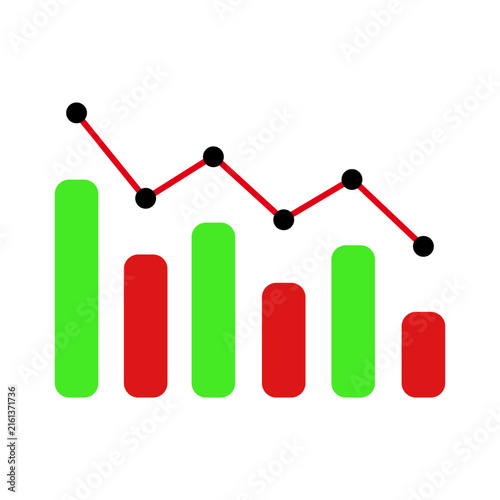 Business Analytics Bar Chart and Trend Line Graph Icon