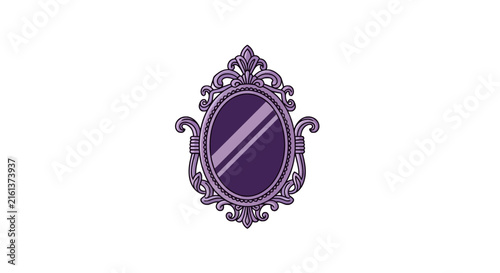 Ornate purple vintage mirror with baroque decorative frame