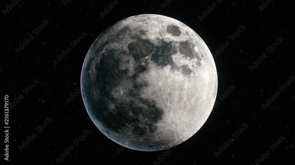 Obraz premium A detailed, illuminated sphere of a celestial body against a dark, star-speckled backdrop