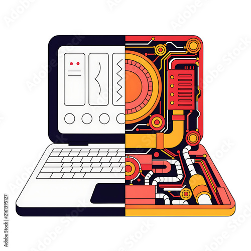 Half pc half circuit, technology evolution illustration