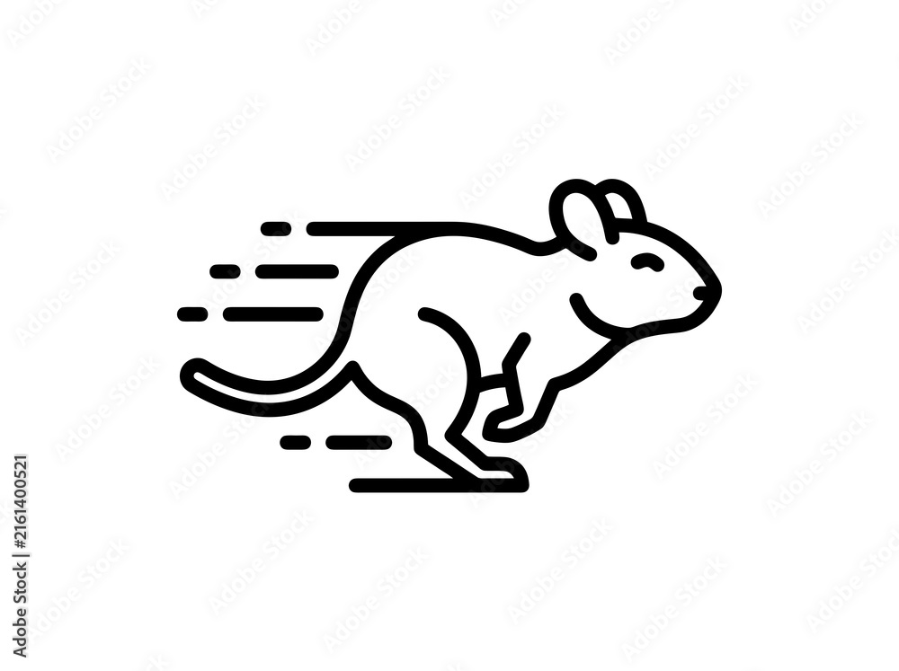 Fototapeta premium Line art of a kangaroo hopping fast with motion lines suggesting speed and energy