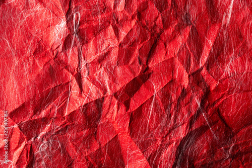 Red with white string Crumpled Origami Paper with Traditional Japanese Pattern