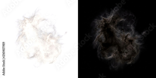 Abstract swirling smoke texture isolated on black and white background panels