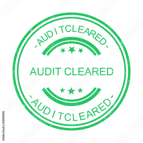 Green audit cleared stamp with checkmark and stars seal vector badge