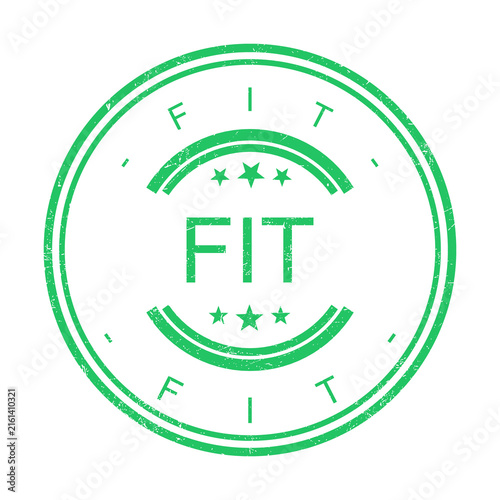 Green fitness stamp with fit text and decorative stars