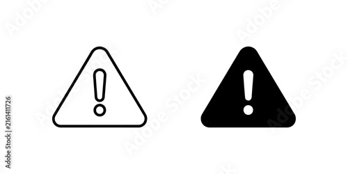 Foto Warning alert flat icon set black triangle caution danger sign symbol