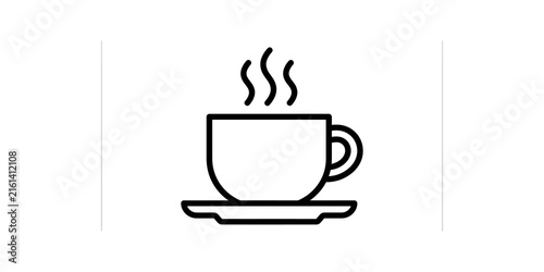 Canvastavla Steaming tea cup line art icon for beverage service website buttons