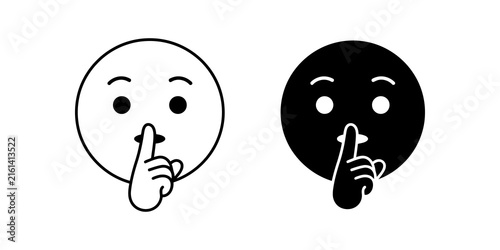 Cuadro en lienzo Hush emoji face icons flat style black and white graphics for messages