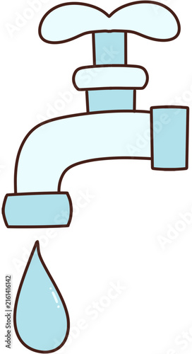 Water tap faucet with dripping water drop