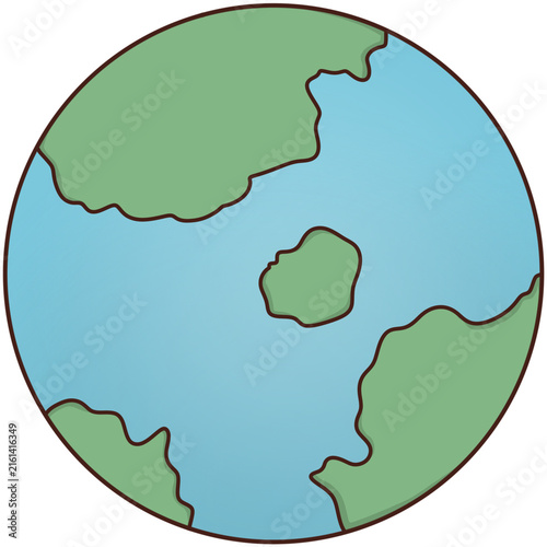 Planet earth globe with green continents and blue ocean