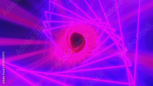Triangles Neon Tunnel. Computer generated render