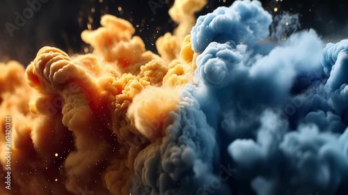 Slow motion fluid ink mixing abstract color smoke background ideal for motion graphics VFX videos