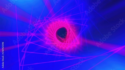 Triangles Neon Tunnel. Computer generated render