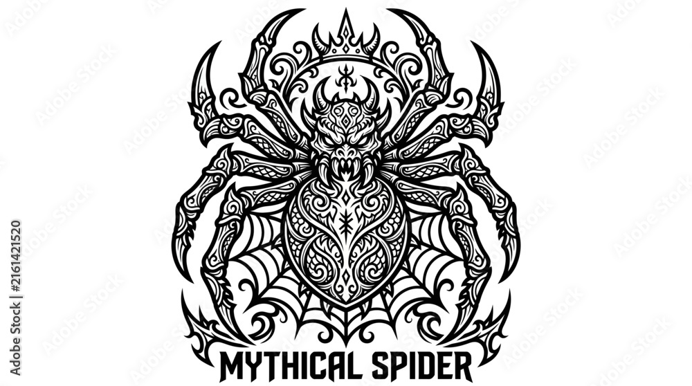 Fototapeta premium Mythical Spider Illustration Isolated on Transparent Background