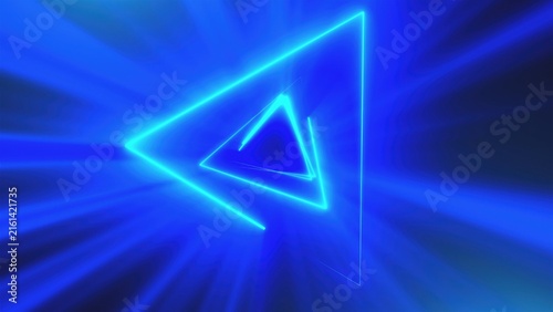 Triangles Neon Tunnel. Computer generated render
