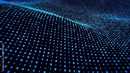 Grid plexus style background wave on the dark or black background 3d render animation
